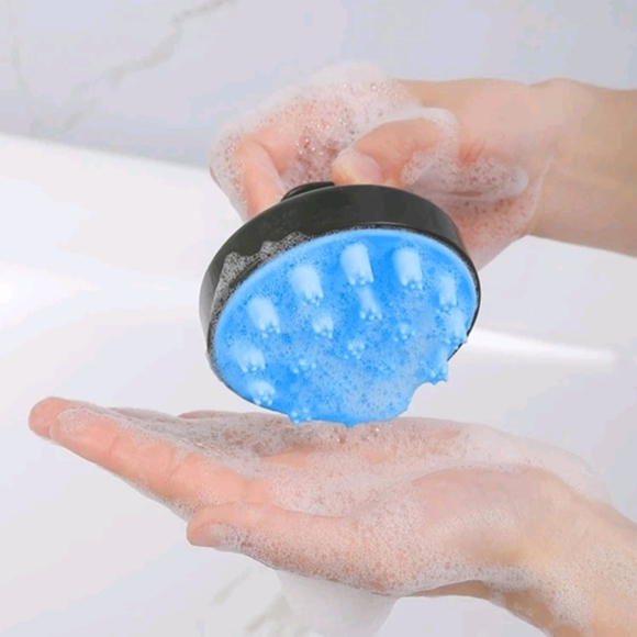 2pc Plastic Scalp Massager, Daily Two Tone Round Shampoo Massage Brush For Bathr - Picture 4 of 6